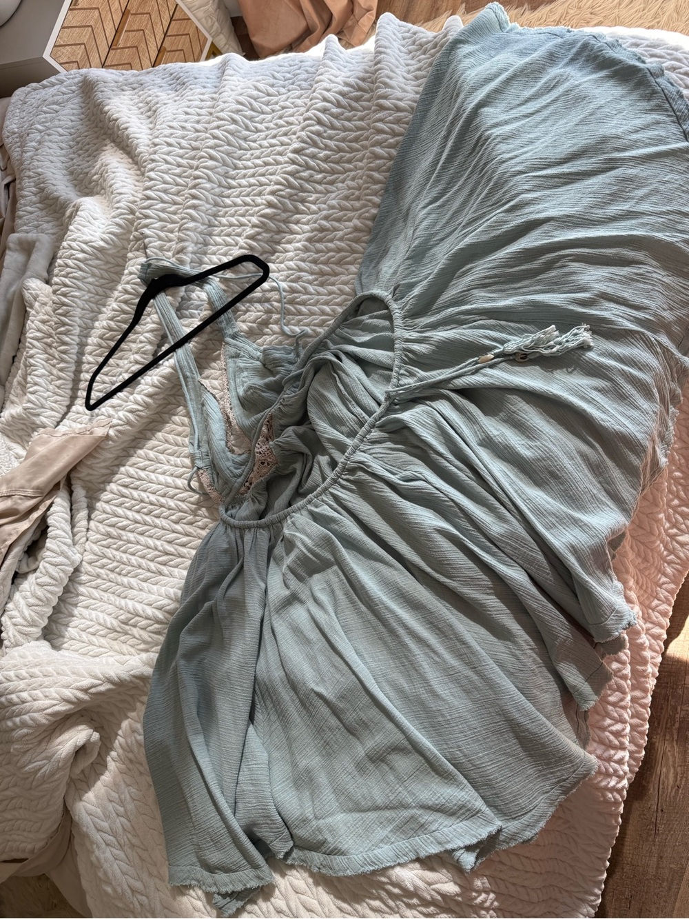 Free People Mint Green Textured Halter Dress with Tassel Detail - Picture 5 of 6